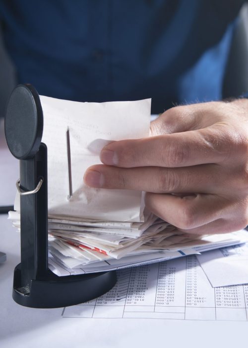 Businessman checking bills. Business. Finance